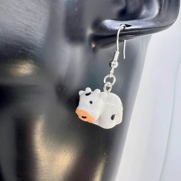 Cow Earrings - Black and White Animal Earrings - Mini Cows - Farm Earrings - Picture 7 of 7
